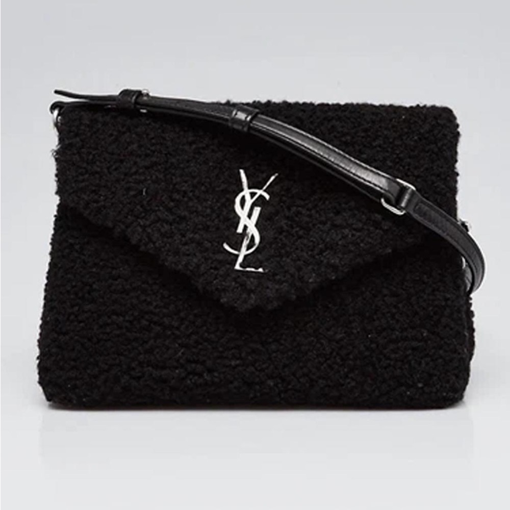 Yves Saint Laurent Black Shearling Crossbody Bag